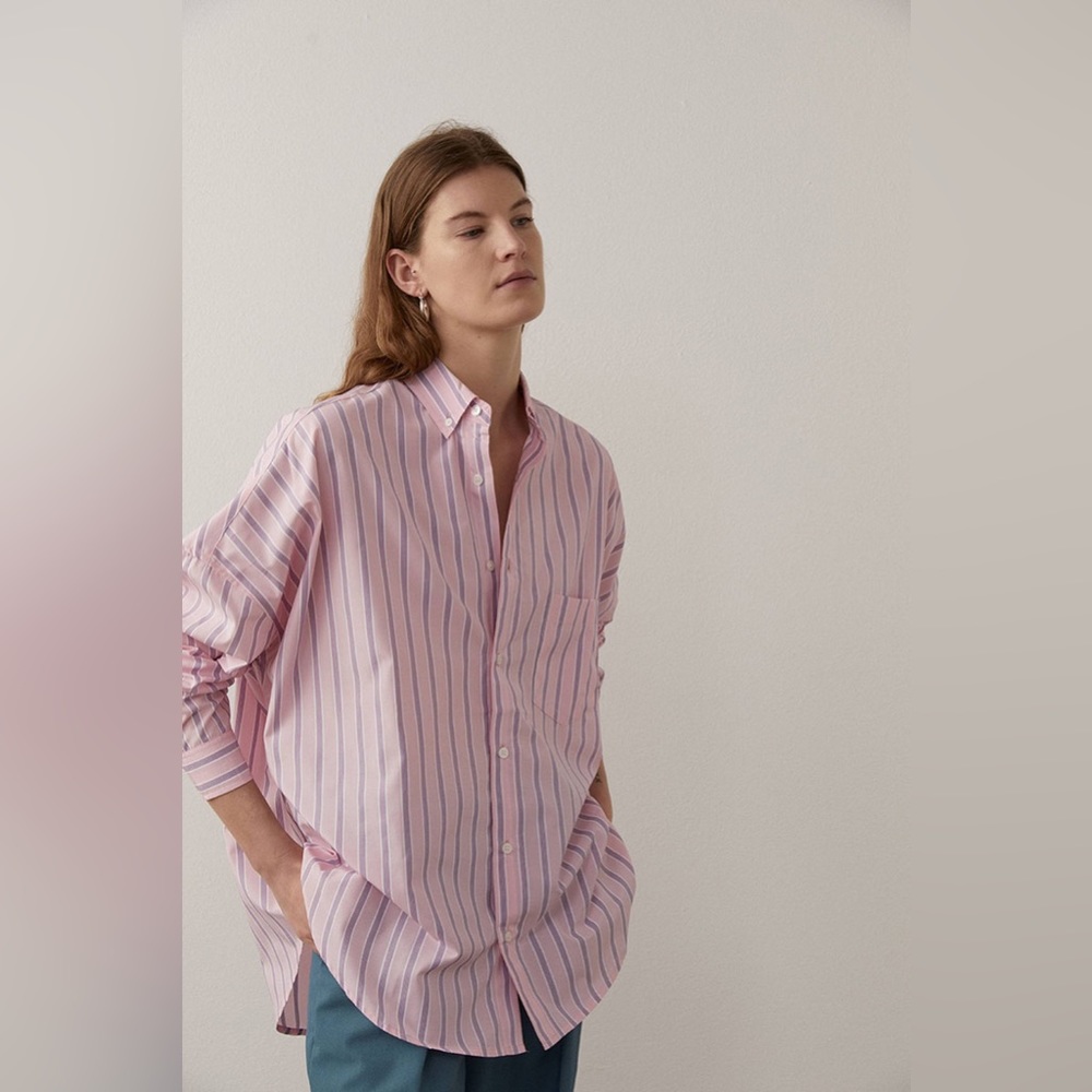 Pink and White Striped Button Down Size Small NWT